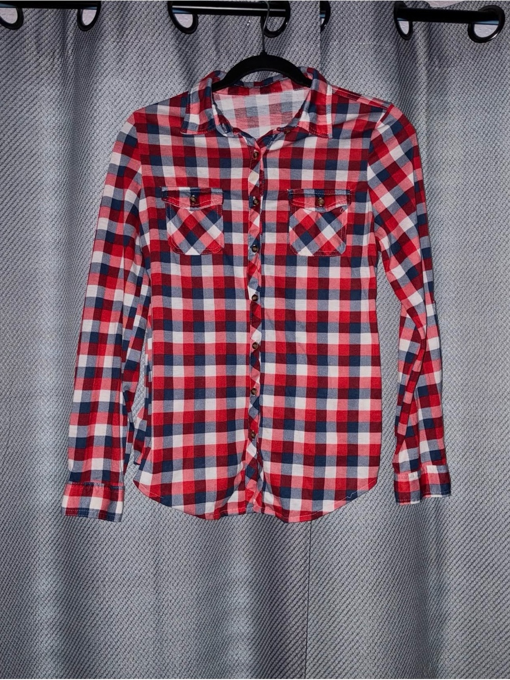 Time & Tru USA Plaid Long Sleeve Flannel